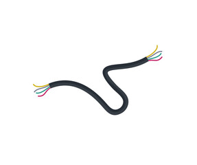 Broken wire, electrical cable with insulation defects logo design. Pieces of dangerous uninsulated electric connects vector design and illustration.
