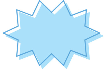 吹き出しのイラスト25【線とずらし塗り（水色）】