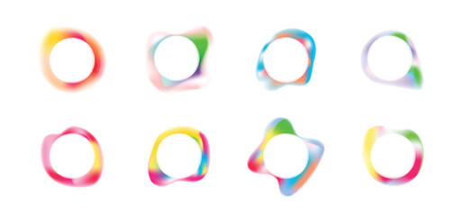 Set of abstract gradient vector. Colorful graphic form in modern style with different organic shapes and dynamical color. Fluid gradient elements perfect for presentation, business, media, banner.