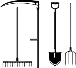 Set of retro farmers tools in black and white © liubov