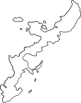 doodle freehand drawing of okinawa island map.