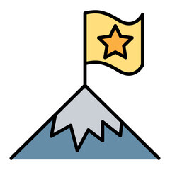 Flag on mountain icon