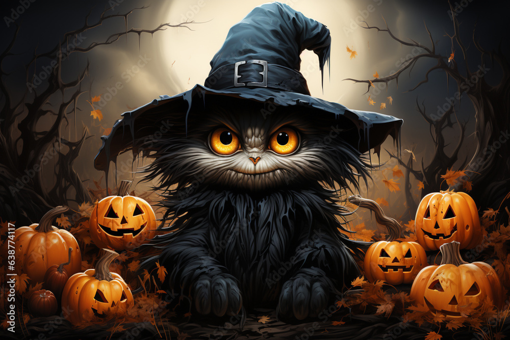 Poster cartoon halloween isolated on a white background generative ai technology.