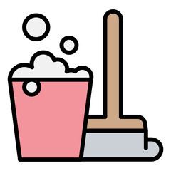 Mop and bucket icon