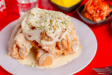 Fried Chicken with Lemon Onion Cream Sauce Snow Onion Chicken