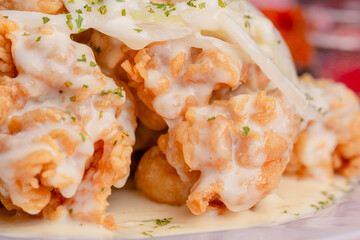 Fried Chicken with Lemon Onion Cream Sauce Snow Onion Chicken