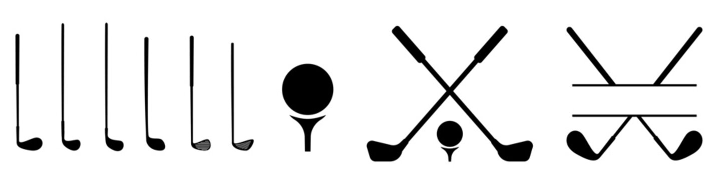Golf club icon vector set. Golf illustration sign collection. Sport symbol. Golfing logo.