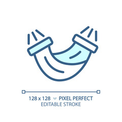 2D pixel perfect blue hammock icon, isolated vector, editable hiking gear thin line illustration.