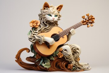 cat playing guitar illustration