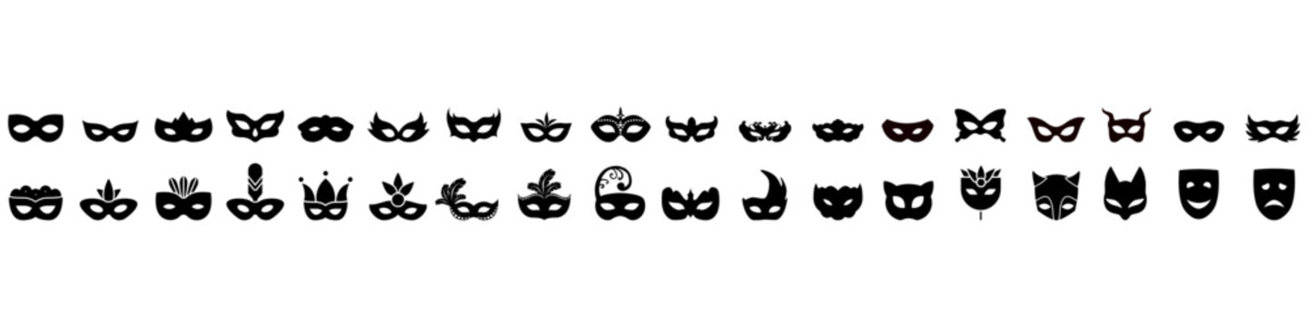 Masquerade icon vector set. Mask illustration sign collection. Carnival symbol. Carnival mask logo.