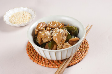 Japanese Food : Chicken Teriyaki in a Bowl.