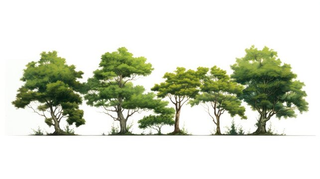 Collection of trees Isolated on white background, Exotic tropical tree for design.