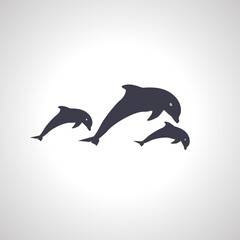 dolphin icon. group of dolphins isolated icon, pod of dolphins