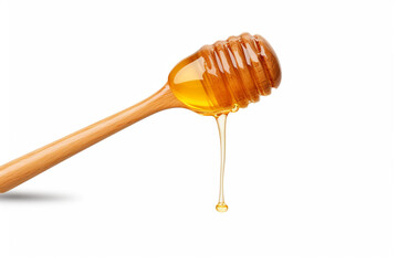 Honey dipper or spoon made from wooden isolated on a transparent background generative Ai