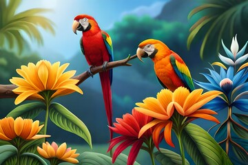 parrot on a branch generated Ai