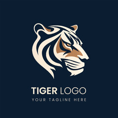Vector tiger head logo with blue background