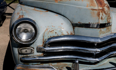 front view old rusty car.