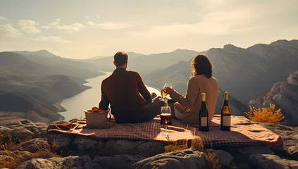 Fototapeten Picknick-Romantik auf dem Berggipfel © Max