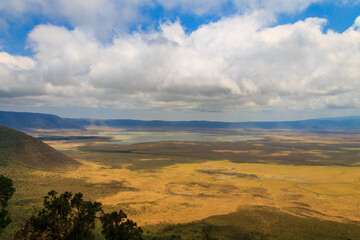 Aerial view of Ngorongoro crater national park in Tanzania