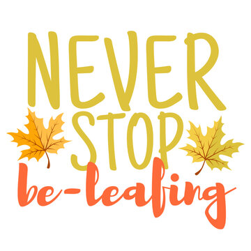 Never Stop beleaving funny fall quote sign