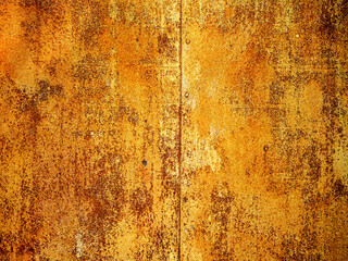 Old meatal surface with rust and abstract shapes. Background for design purpose. Warm orange color.