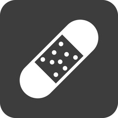 medicinal plaster icon in black square.