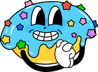 Groovy donut character illustration