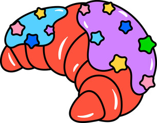 Groovy croissant illustration