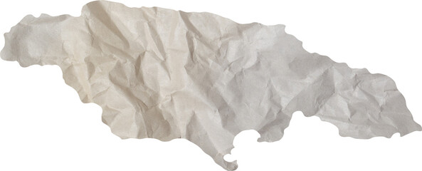 jamaica island map paper texture cut out on transparent background.
