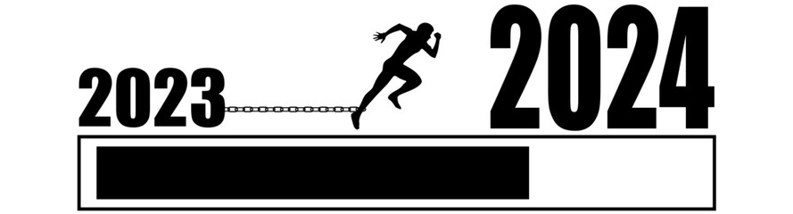 2024 typography logo design concept. Happy new year 2024 logo design