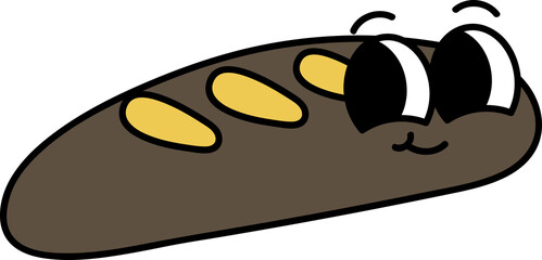 Groovy bread character illustration