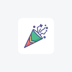 Festive Party Confetti Filled Outline Icon