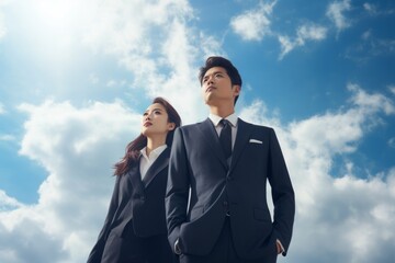 将来を見つめる若い会社員
