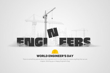 Fototapeta Illustration Vector Design Of World engineers day, labour day and engineer’s day with Construction site Background. obraz