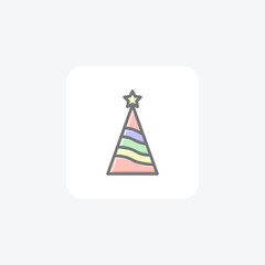 Merry Christmas Hat Magic Awesome Lineal Icon