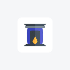 Cozy Christmas Fireplace Haven Flat Icon
