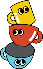 Groovy cup character camping illustration