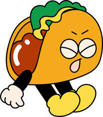 Groovy tacos character illustration