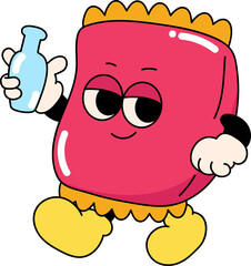 Groovy snacks character illustration