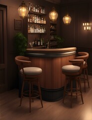 Photo of a cozy and atmospheric bar with inviting stools at the counter