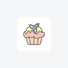 Cupcake Wonderland Christmas Delights Awesome Lineal Icon