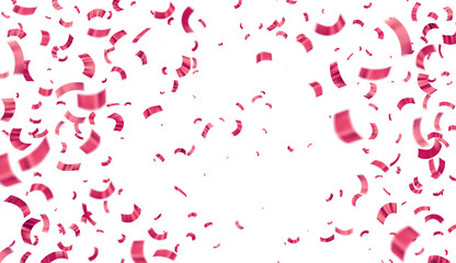 Fototapeta na wymiar Falling isolated Rose gold Confetti. Glossy pink festive tinsel.