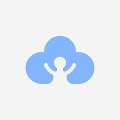 Obraz premium Light blue minimalist simple cloud logo template