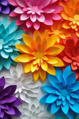 Obraz premium Creative paper abstract 3D flowers background. Beautiful elegant floral design. Generative AI.