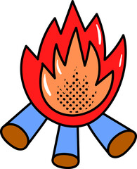Groovy bonfire illustration