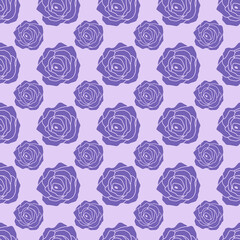Seamless pattern with purple roses on purple background