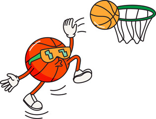 Groovy basketball character sport illustration