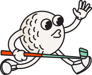 Groovy golf character sport illustration