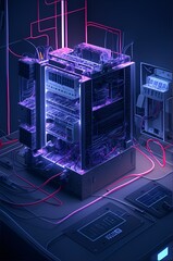Photo of a messy computer tower with tangled wires connected to it
