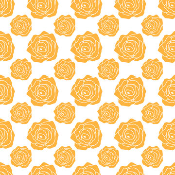 Seamless pattern with yellow roses.